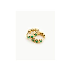 Tennis Small Hoop Earrings | 18ct Gold Plated/Emerald Green Nano-crystal