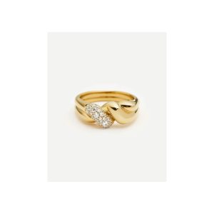 Molten Snow Double Statement Ring | 18ct Gold Plated/Cubic Zirconia