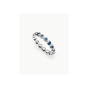 Tennis Eternity Stacking Ring | Sterling Silver/Sapphire Blue Nano-crystal