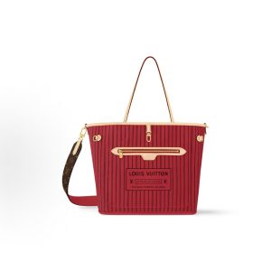 LOUIS VUITTON NEVERFULL INSIDE OUT MM Vertical Stripe Tote Bag Tote Bag Shopping Bag Monogram Shoulder Tote Bag Medium Red