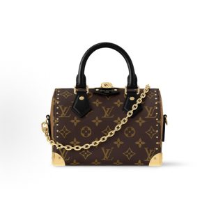 LOUIS VUITTON SpeedyTrunk 20 Detachable Adjustable Shoulder Strap Lock Closure Monogram Crossbody Shoulder Bag Brown