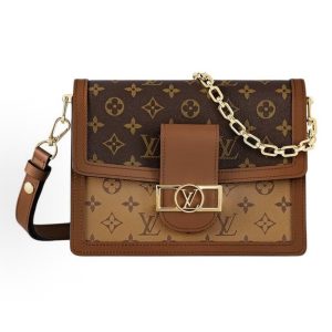 LOUIS VUITTON Dauphine MM Chain Presbyopia Daphne Crossbody Shoulder Bag Medium Brown