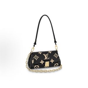 LOUIS VUITTON Favorite Oversized Presbyopia Embossed Dumpling Bag Tote Shoulder Bag Black Off-White