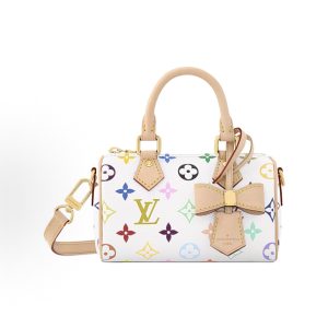 LOUIS VUITTON x Takashi Murakami Murakami Collaboration NANO SPEEDY White Three Color Gold Hardware Boston Bag One Shoulder Tote Bag Super Mini White Light Brown