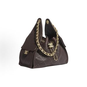 CHANEL 25Bag 26P Double C LOGO Leather Chain Diamond Plaid Hippie Bag Perforated Calfskin Gold Metal Handbag Small Women's Style
