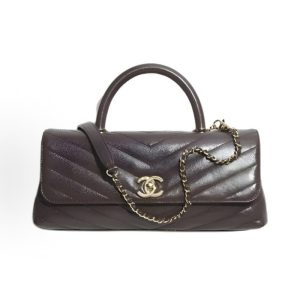 CHANEL 26P Double C Logo Leather Chain Goat Leather Bright Gold Metal Flap Bag Tote Bag Oversized Women's Style