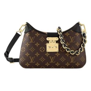 LOUIS VUITTON Twinny Detachable Adjustable Shoulder Strap Presbyopia Full Print Croissant Hand Carry Crossbody Shoulder Bag Brown
