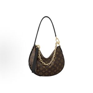LOUIS VUITTON Cookie BB Fashion Chain Print Underarm Bag Shoulder Bag Small Black Patchwork Brown