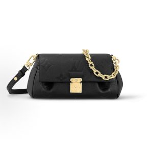 LOUIS VUITTON Favorite Classic Old Flower Embossed Chain Dumpling Bag Armpit Bag Shoulder Bag Regular Women's Black
