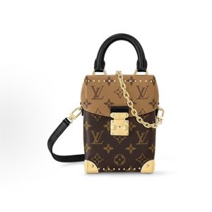 LOUIS VUITTON CAMERA BOX Presbyopia Full Print Lock Closure Chain Box Bag Mobile Phone Bag Shoulder Crossbody Bag Brown