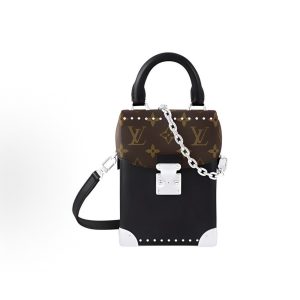 LOUIS VUITTON Silver Metal Fittings Shoulder Crossbody Bag Brown in Black