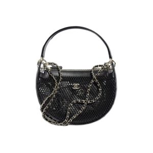 CHANEL 25S Classic Logo Shoulder Crossbody Tote Women's Noir Black