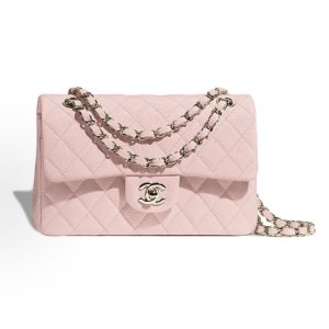 CHANEL Classic Flap CF Classic Gold Buckle Diamond Leather Chain Cowhide Shoulder Crossbody Bag Small Pink