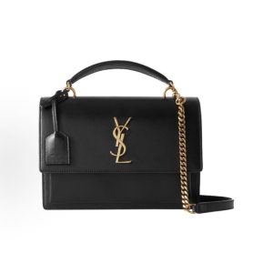 SAINT LAURENT YSL Sunset Smooth Leather Sunset Bag Carry Crossbody Shoulder Bag Medium Women's