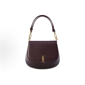 SAINT LAURENT YSL Nolan Gold Metal Lettering Logo Magnetic closure Calf Leather Shoulder Bag Women's