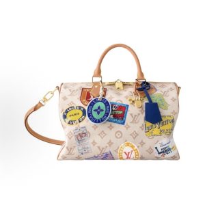 LOUIS VUITTON SPEEDY SOFT 30 Metal Removable Shoulder Strap Coated Canvas One Shoulder Crossbody Tote Beige