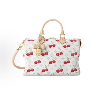 LOUIS VUITTON x Takashi Murakami Collaboration: SPEEDY SOFT BANDOULIERE 30 Monogram Cherry Shoulder/Crossbody/Handbag