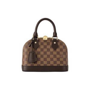 LOUIS VUITTON Alma BB Gold Hardware Double Zip Closure Damier Ebene Shell Bag Canvas Bag Crossbody Tote Brown