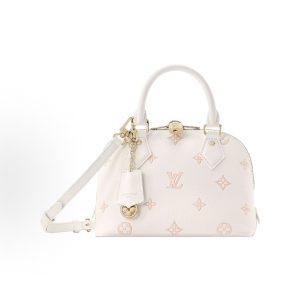 LOUIS VUITTON Alma BB two-tone design brand presbycrius printed one-shoulder crossbody handbag small milky white with peach color