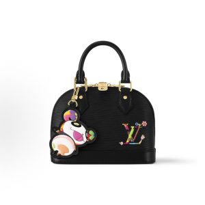 LOUIS VUITTON x Takashi Murakami Takashi Murakami Collaboration Alma BB Detachable Adjustable Shoulder Strap Zip Closure Epi One Shoulder Crossbody Tote Bag Small Black Sansai